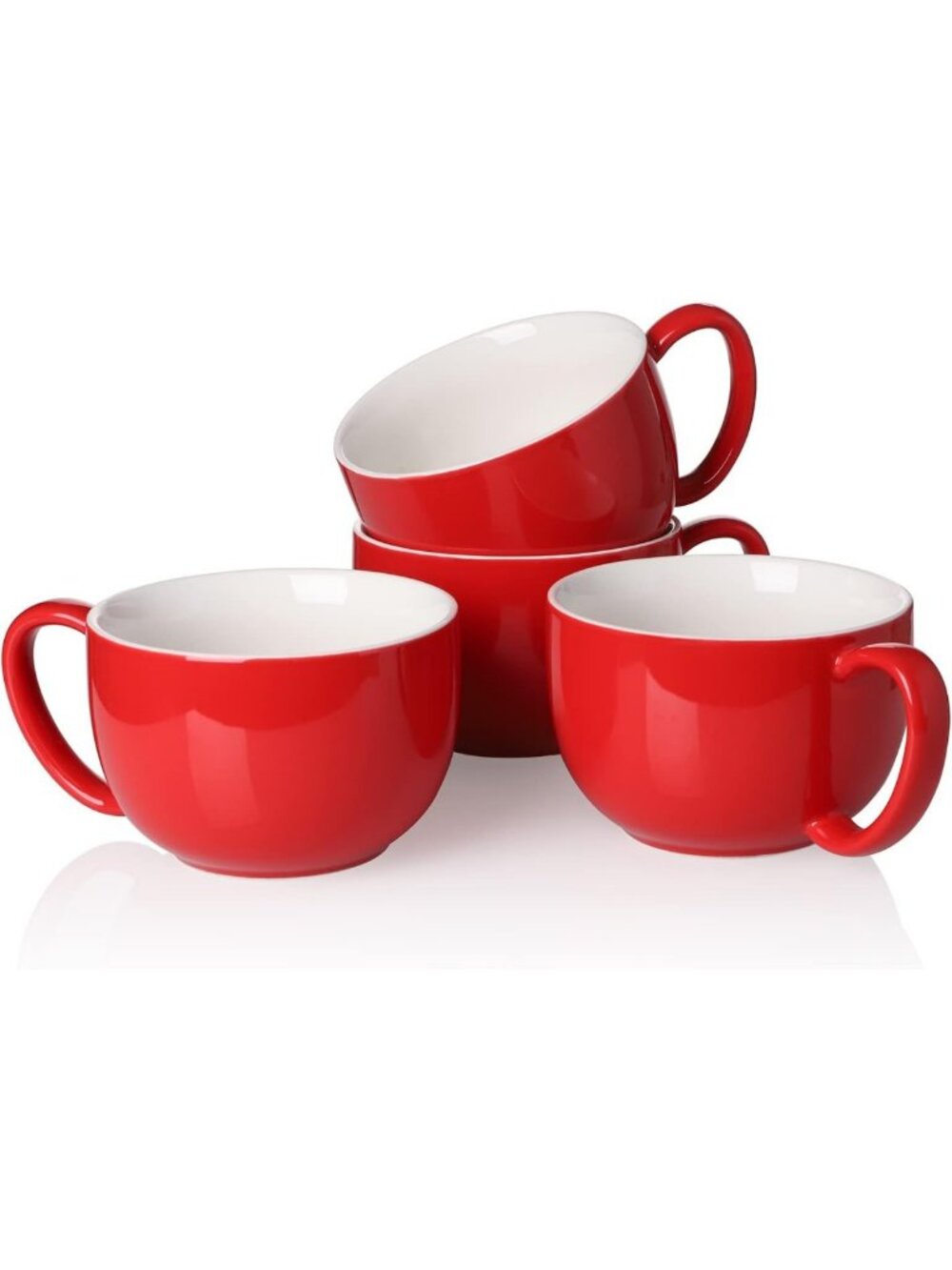 Large 16oz Coffee Mugs Set of 4 - Thick White Porcelain Cups for Latte, Tea